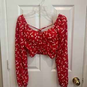 Red Floral Women's Top